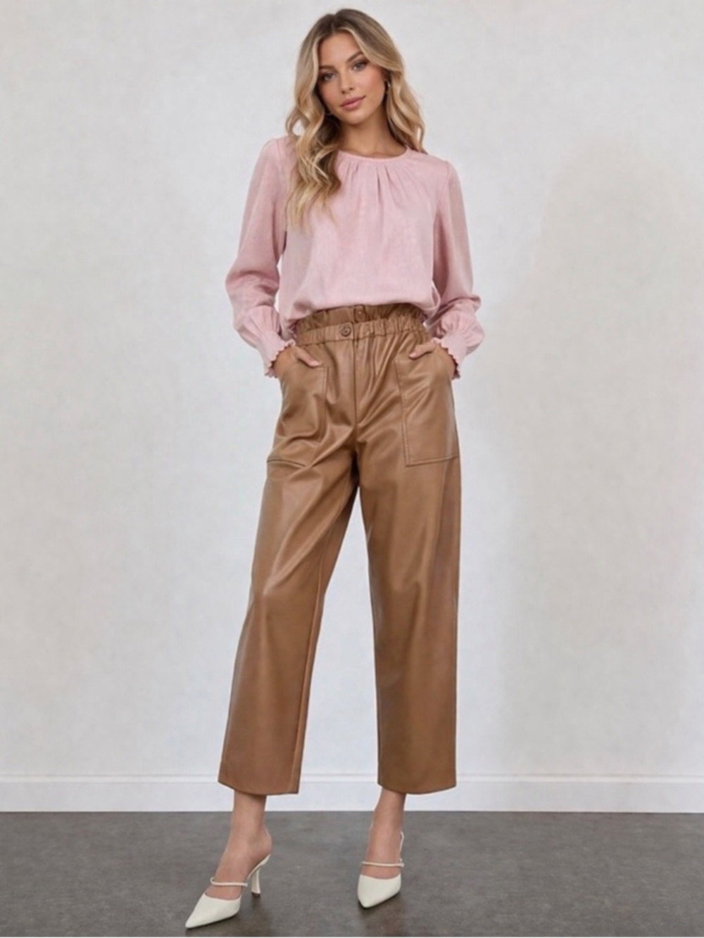 Aritzia| ‘Caroline’ Vegan Leather High Waist Trousers